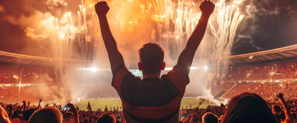 People on soccer stadium
